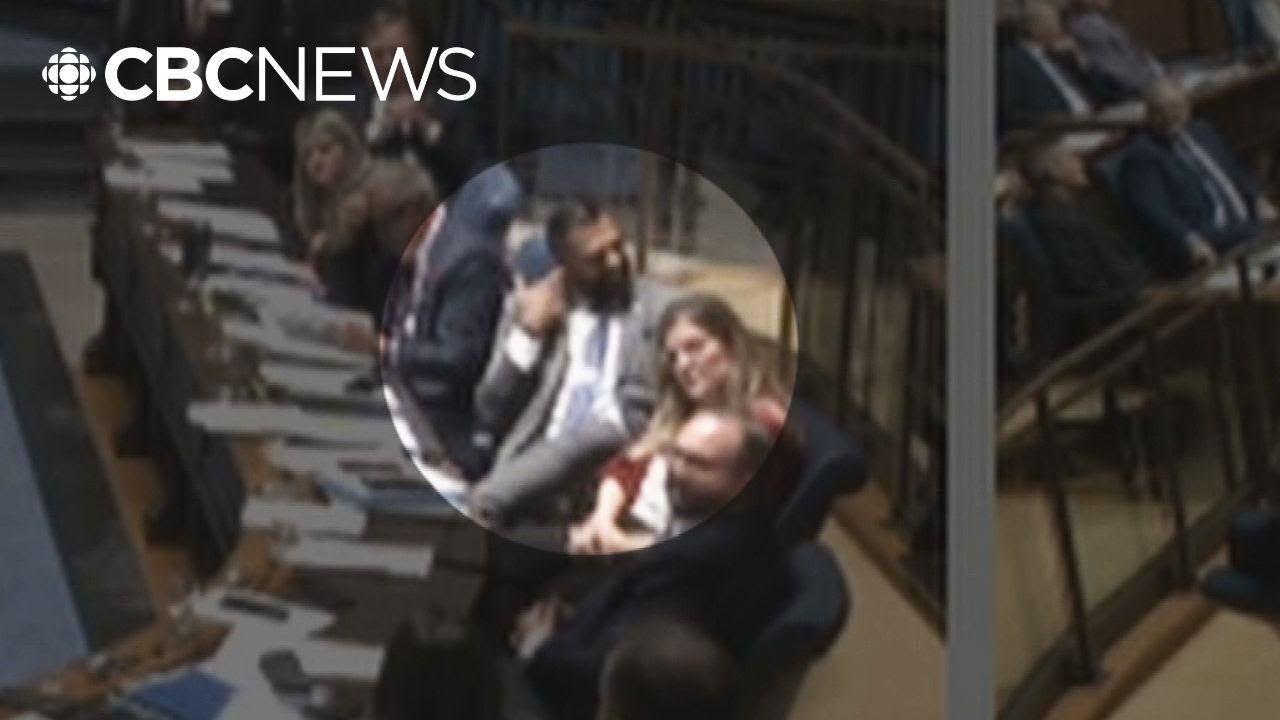 PC Leader Obby Khan makes shooting gesture during question period