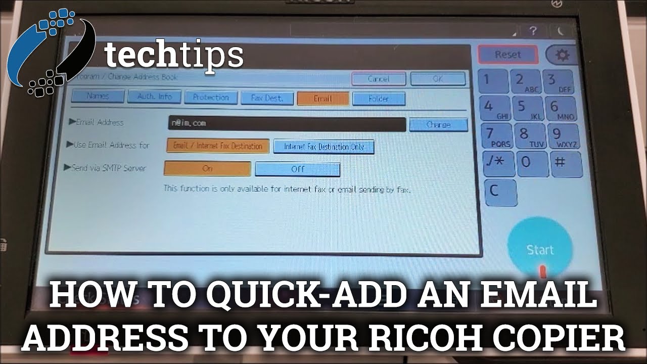 How to quick-add an email address to your Ricoh copier for scanning || Office Systems Tech Tips
