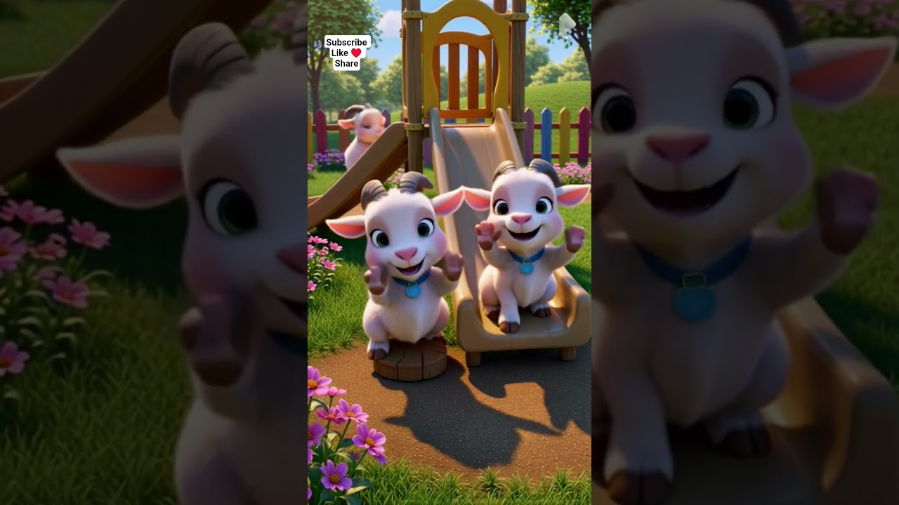 🐐Three Happy Goats Playing Together | Cute Kids Short 🌈✨