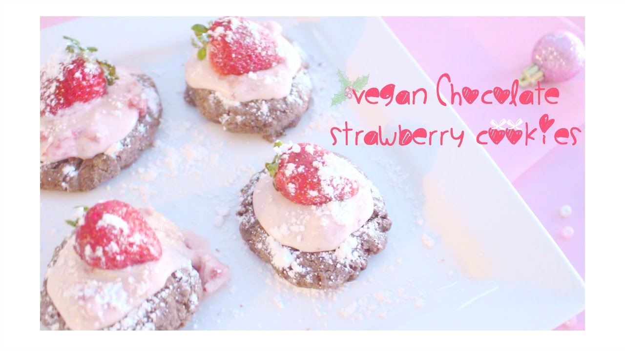 Vegan Chocolate Strawberry Cookies (Healthy Gluten free Low fat)