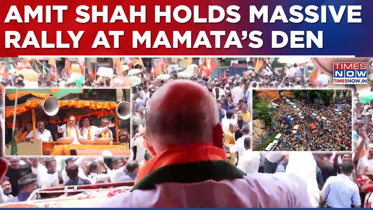 Amit Shah Holds Massive Rodshow In Bengal's Bhabanipur, Asks Voters To Defeat Mamata At Her Own Home
