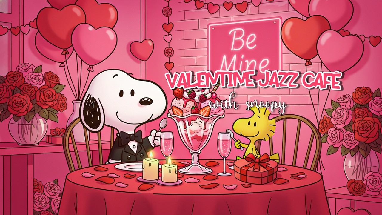 Romantic Valentine Jazz with Snoopy 💖 Cozy Candlelight Café | Smooth Love Music for Couples