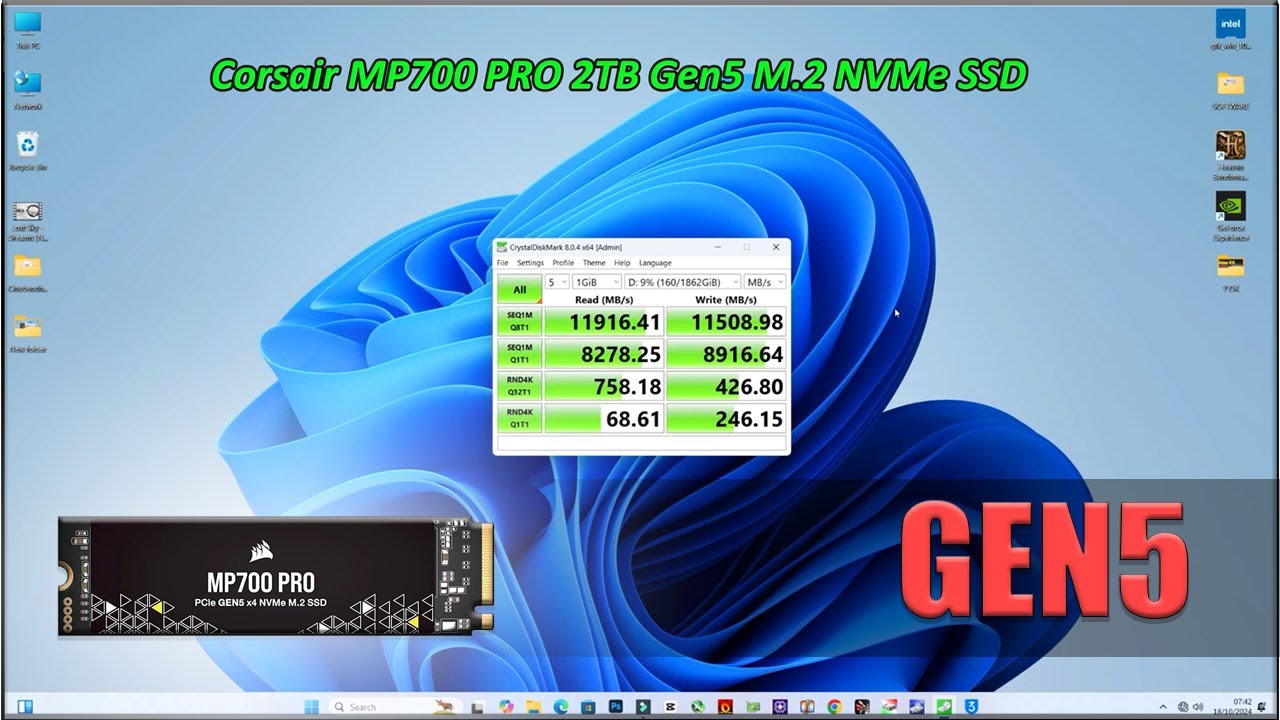 Corsair MP700 PRO 2TB Gen5 M.2 NVMe SSD Speed Test