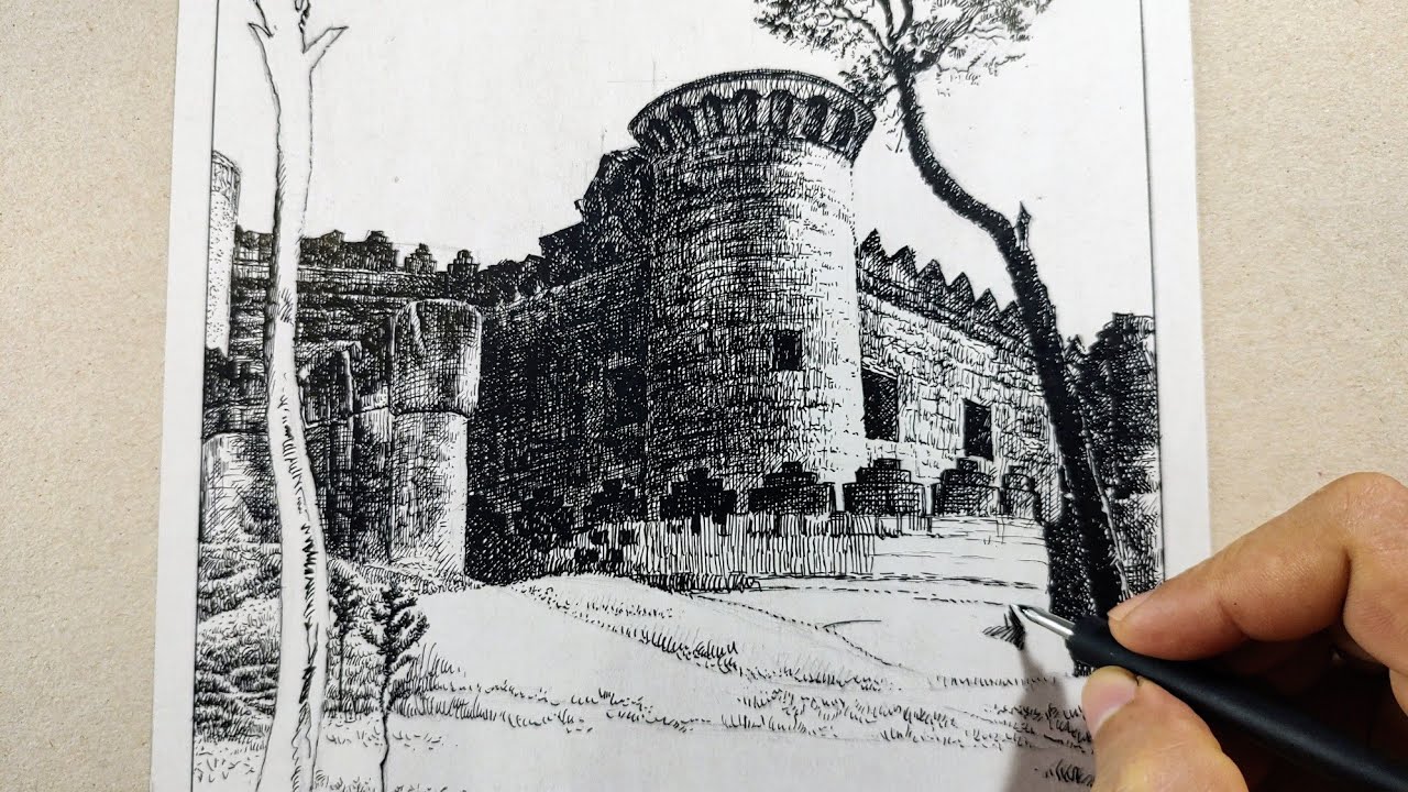 Desenhando paisagem a bico de pena✒️Drawing landscape with pen and ink🧑🏻‍🎨
