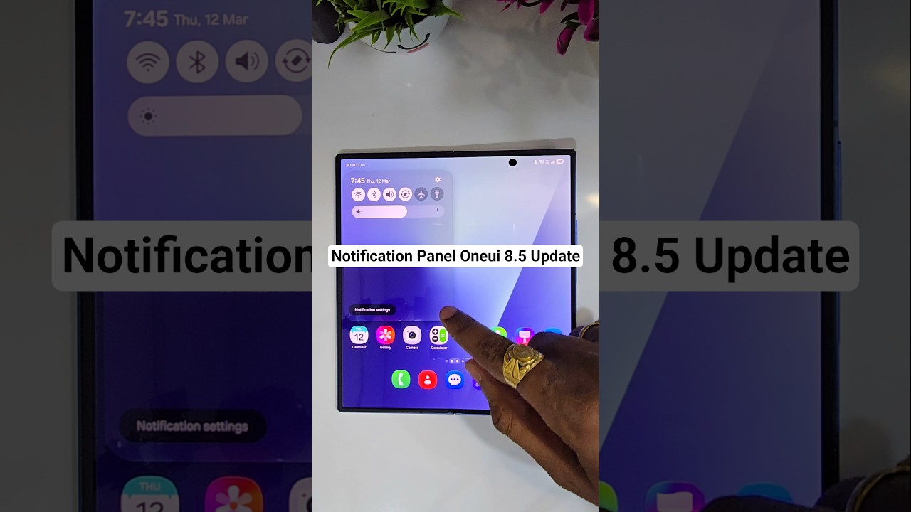 Notification Panel One UI 8.5 beta Update on Z Fold 7 Samsung #shorts #youtubeshorts #zfold7