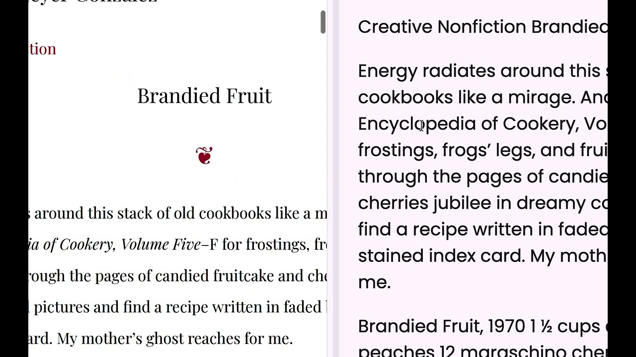 Lecture on a Food Memory
