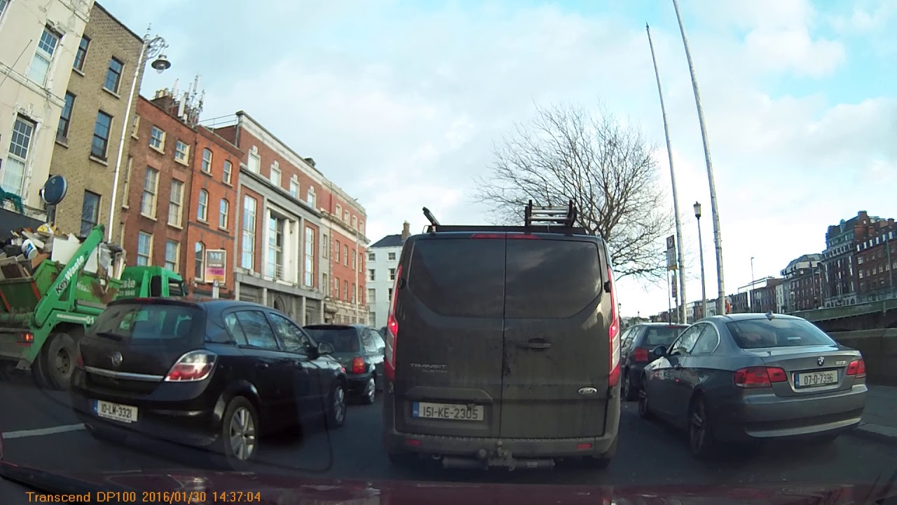 Dublin dashcam footage Four Courts to Capel St bridge on 30th January 2016
