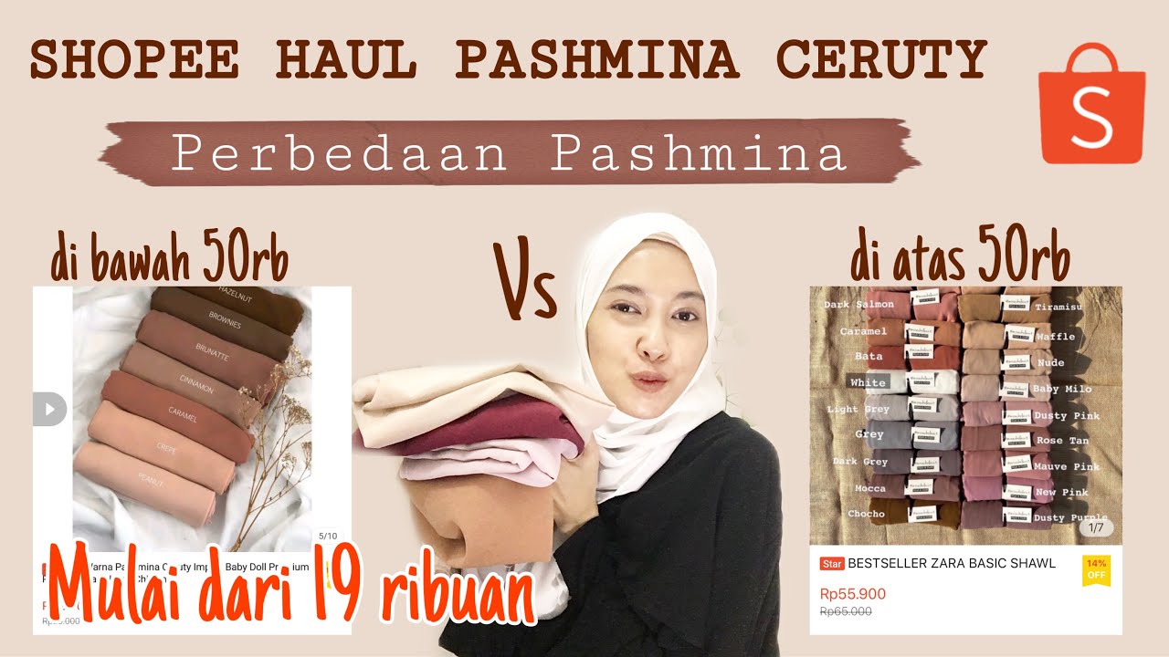 SHOPEE HAUL PASHMINA CERUTY MURAH sd MAHAL | REVIEW