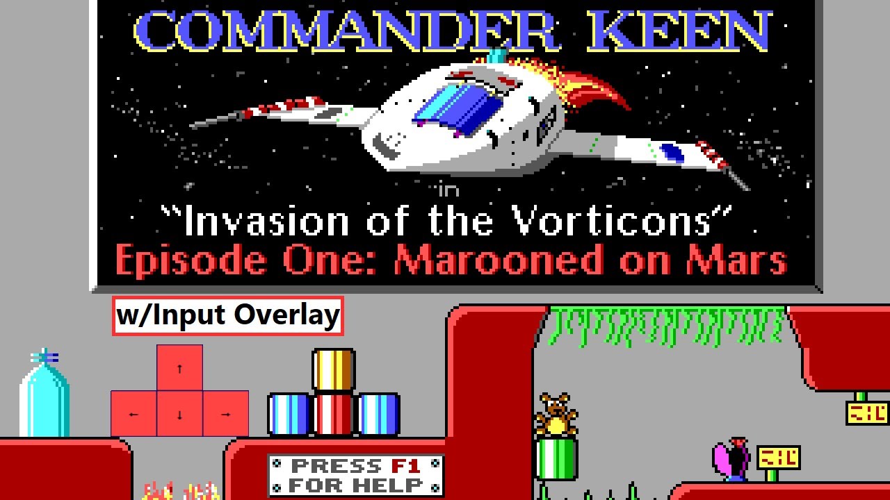 [Input Overlay] Commander Keen 1: Marooned In Mars! (1990) | Full Gameplay [MS-DOS]