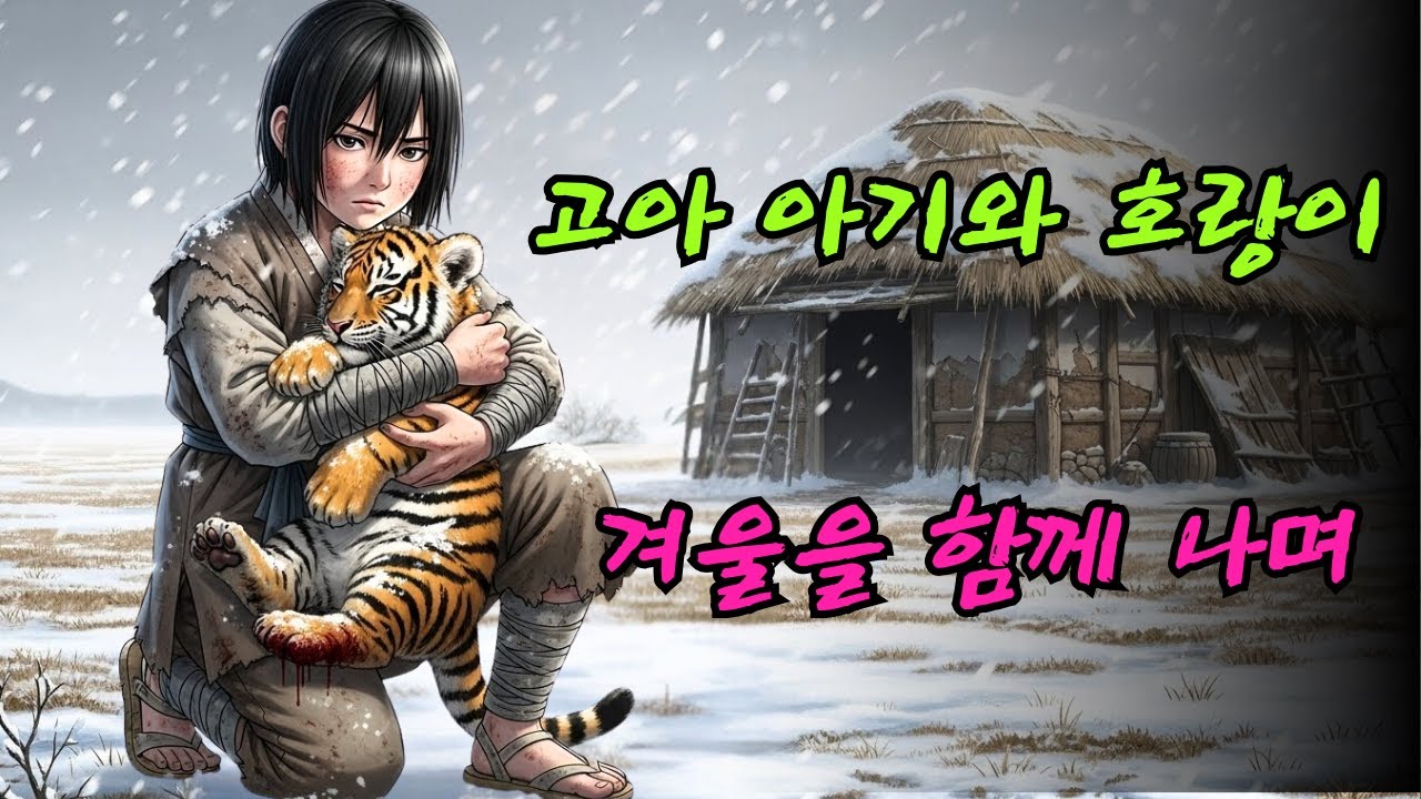 고아 아기와 새끼 호랑이가 함께 겨울을 나며 서로를 따뜻하게 했다. | 민담 | 전설 | 설화 | 옛날이야기