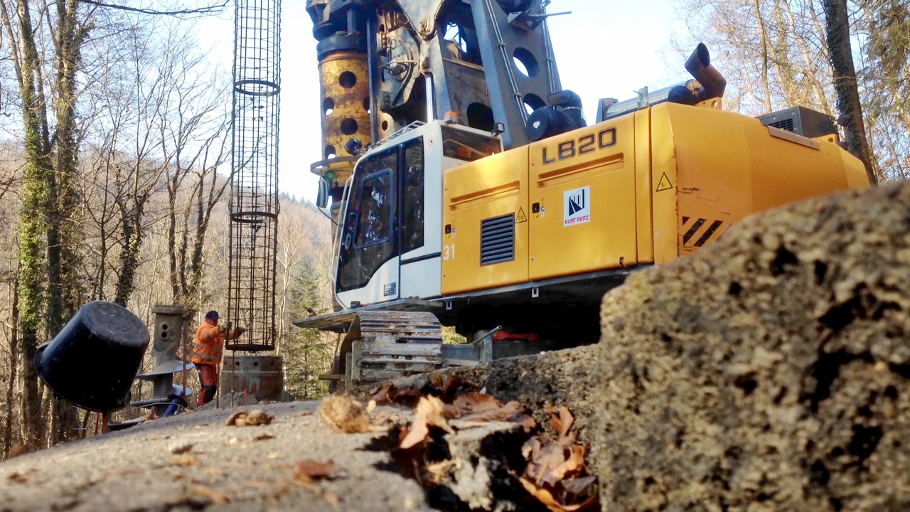 Pfahlgründung Baustelle L1080 Rudersberg  Welzheim Hangrutsch