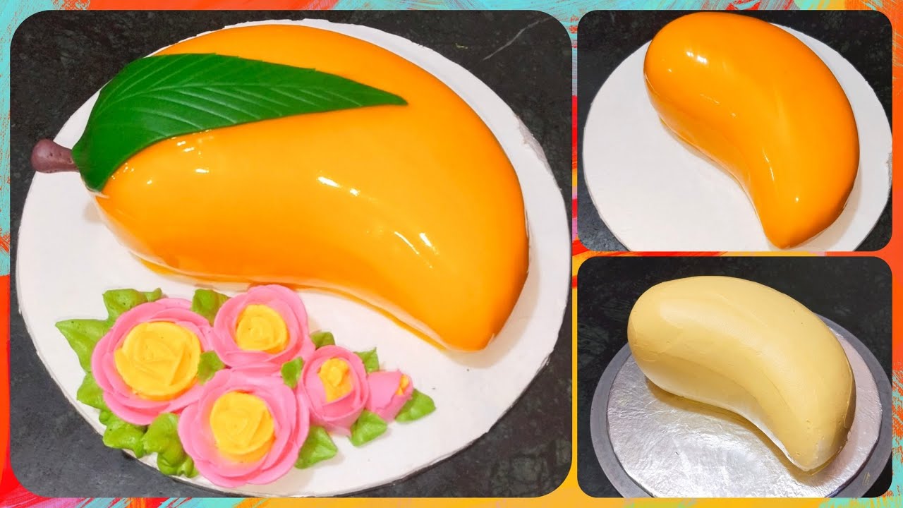Mango Shape Cake Design | How To Make Fresh Cream Mango Cake | Mango Lovers Birthday Cake Decorating