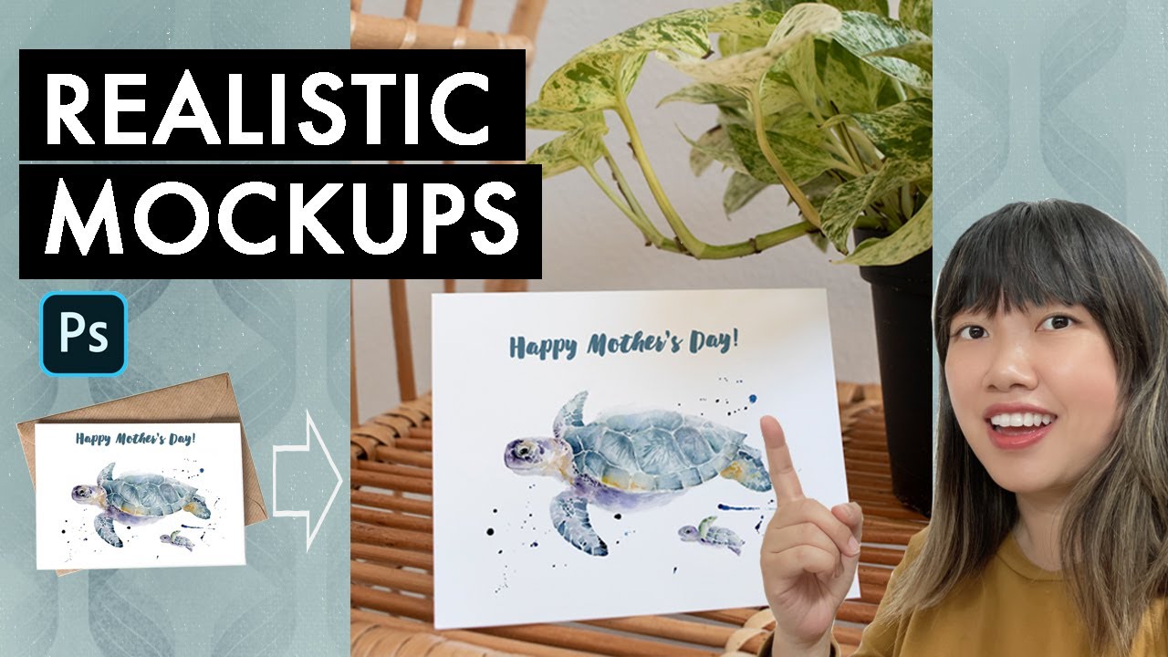 How To Photoshop Your Own Design in a Greeting Card Mockup
