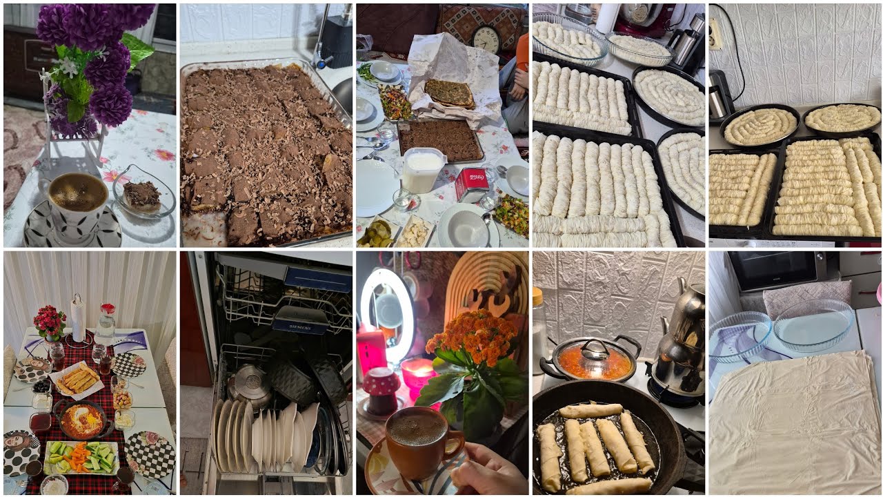 #BAYRAM HAZİRLİGİ BAKLAVA 6 TEPSİ, SAHUR HAZIRLIGI, EV YAPIMI SOĞUK BAKLAVA, IFTARA PİDE 