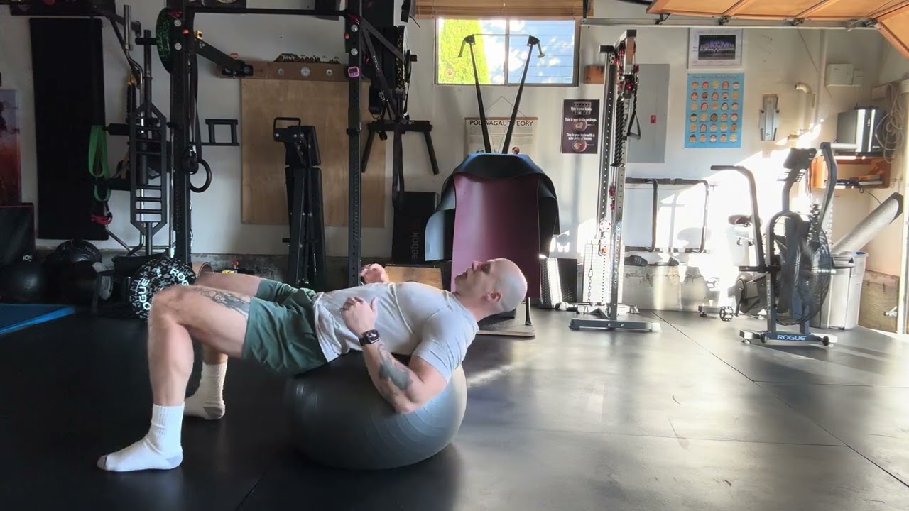 Back supported Exercise Ball Front Body Opener