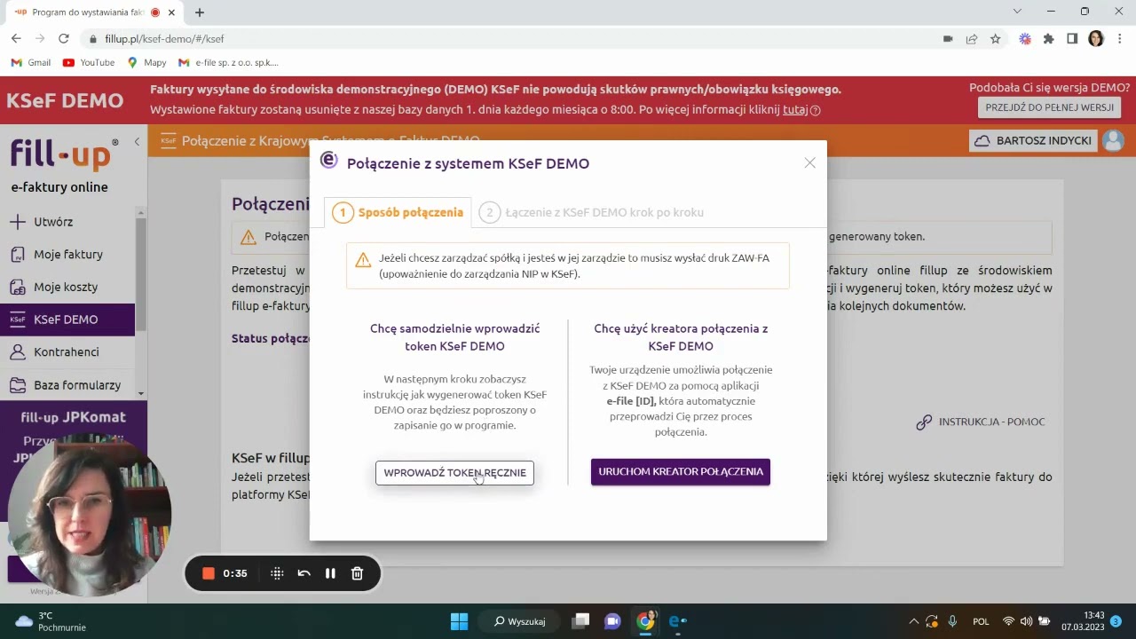 Połączenie z fillup KSeF DEMO