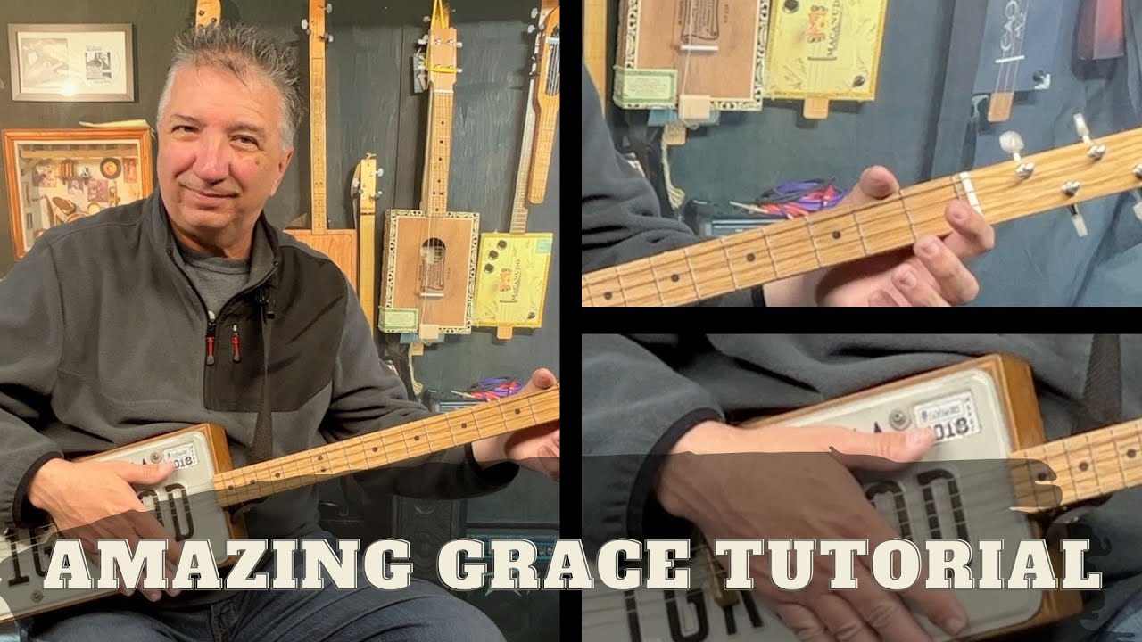 Amazing Grace Tutorial - Cigar Box Guitar - 4 String