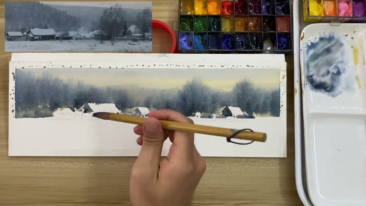 【水彩教程】雪景