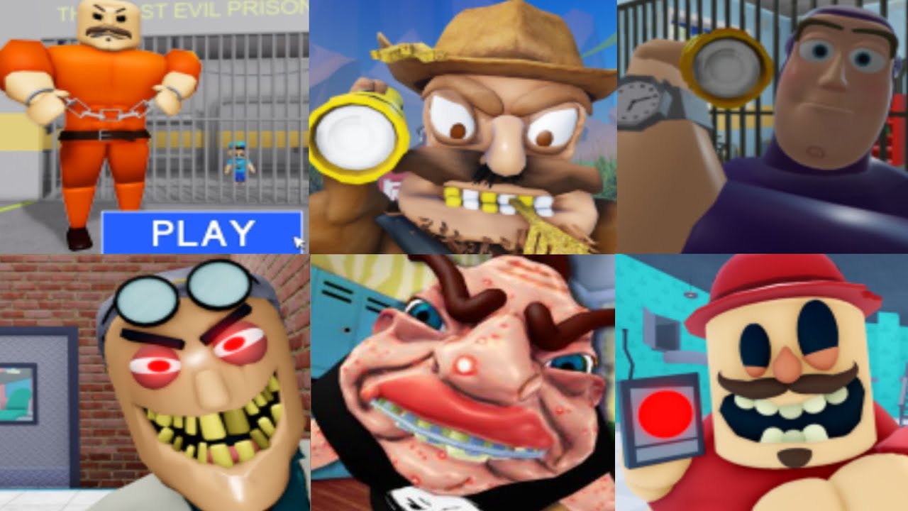 Speed Run Scary Obby, Mr Pop, Uncle Billy, School Bully, Prison Borry Family, Bob, Lightyear Barry