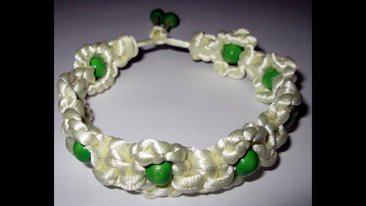 Hecho En Casa: Pulsera Flor De Primavera En Macrame Y Abalorios - Silvana Cocina Y Manualidades