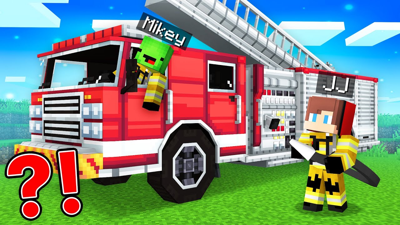 JJ and Mikey Survive inside FIRE TRUCK - Minecraft (Maizen)