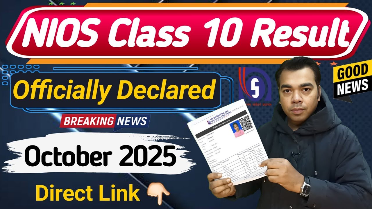 NIOS Class 10 Result Declared October 2025