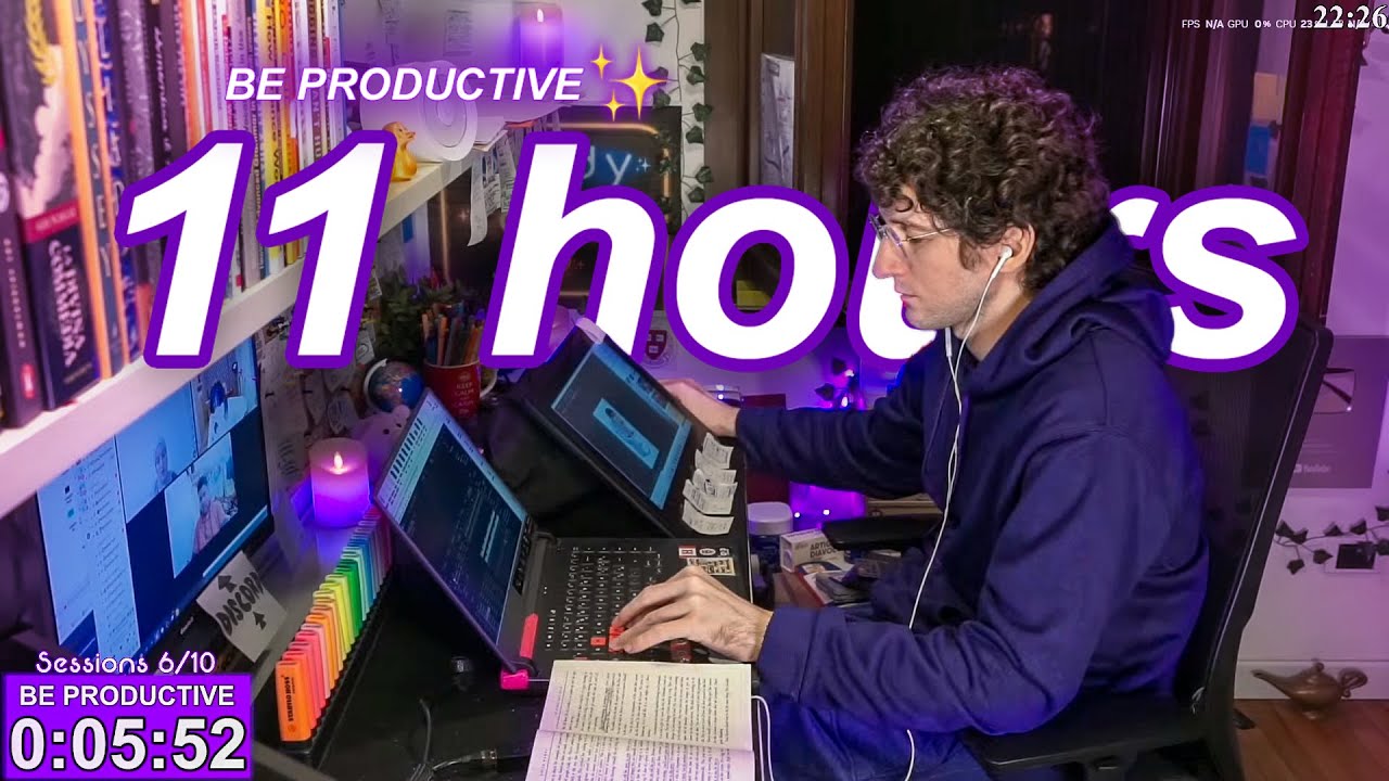 STUDY WITH ME LIVE | 11 HOURS ✨ Harvard Alumnus, Chill Work With Me, Rain Sounds, Pomodoro Timer