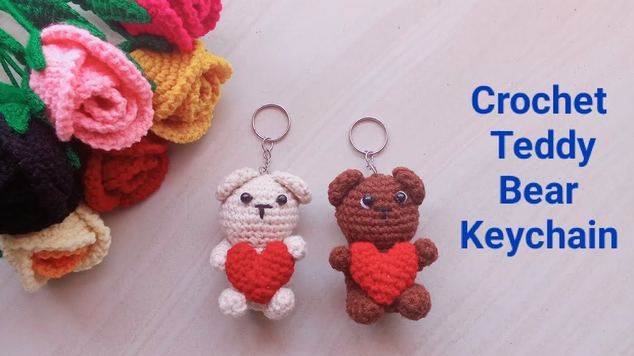 Crochet Teddy Bear 🐻 With Heart Keychain | Easy Step by Step Tutorial | ♥  Valentine Day Special. 