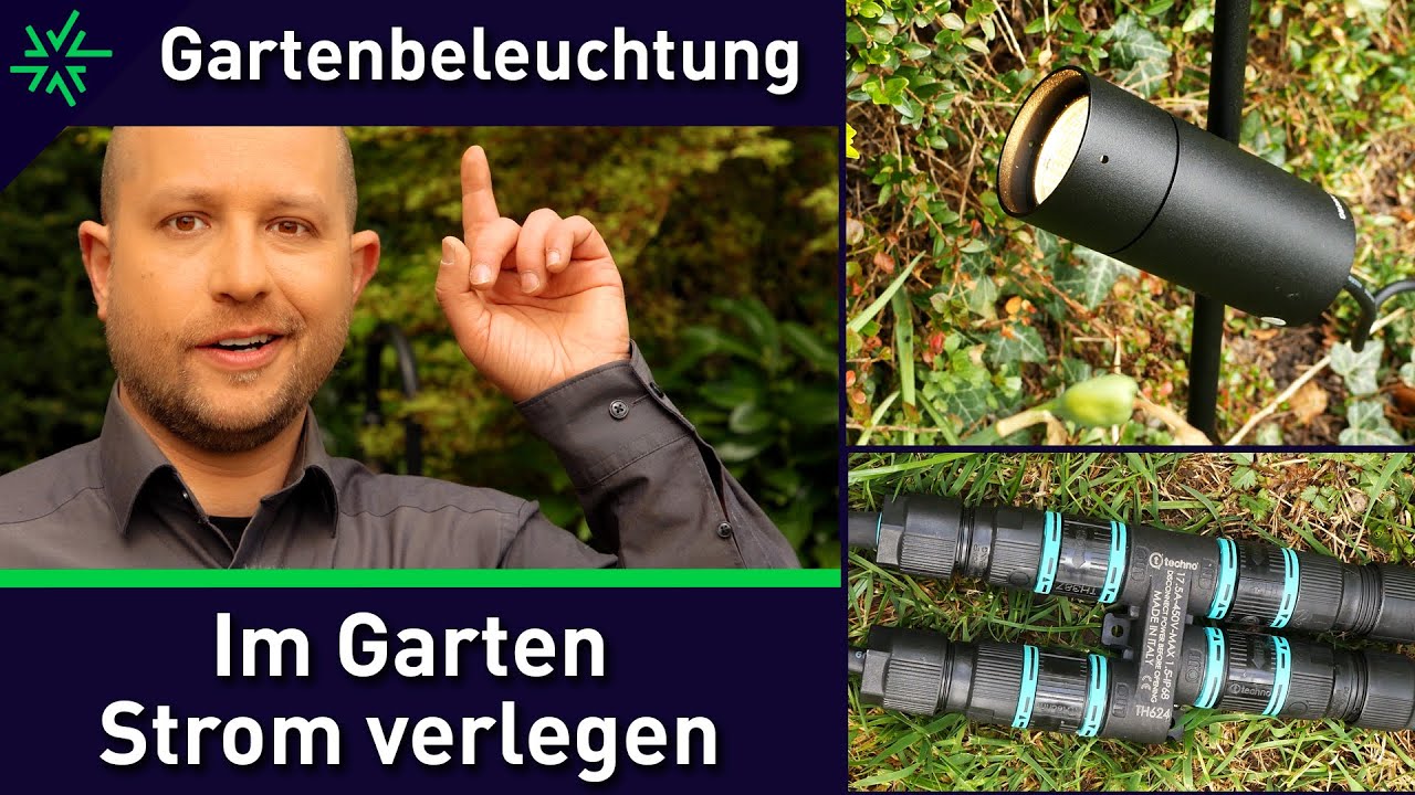 Im Garten Strom verlegen - Gartenstrahler und Erdspießstrahler montieren