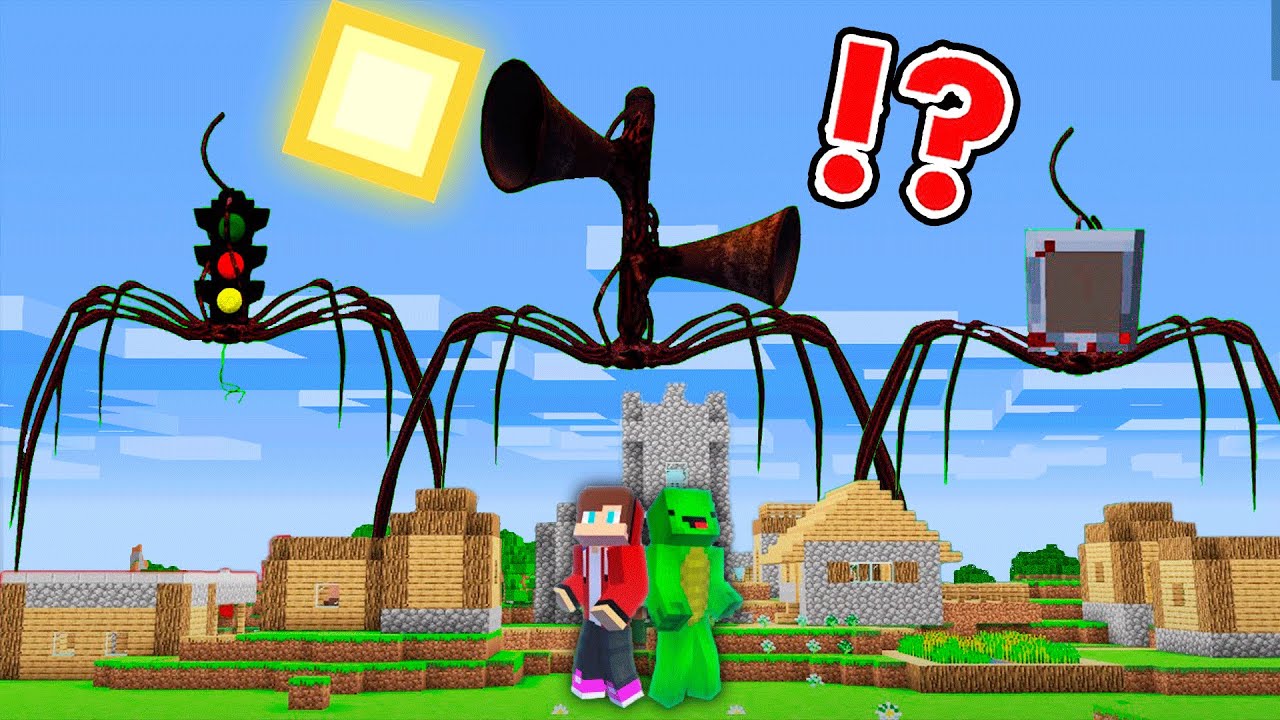 Джей-Джей и Майки Спайдер Сиреноголовый, СиренТраффик и СиренТВ в Minecraft