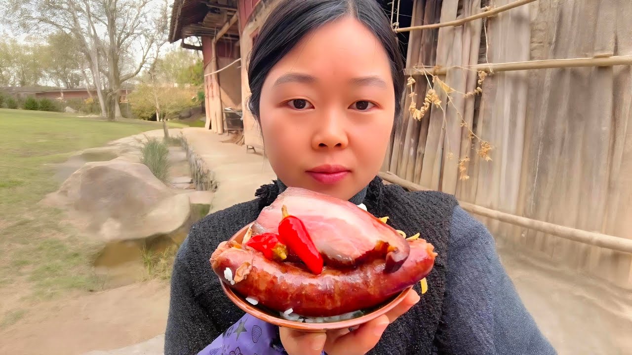 Traditional Village Cooking – Giant Pork Belly with Fresh Red Chili!