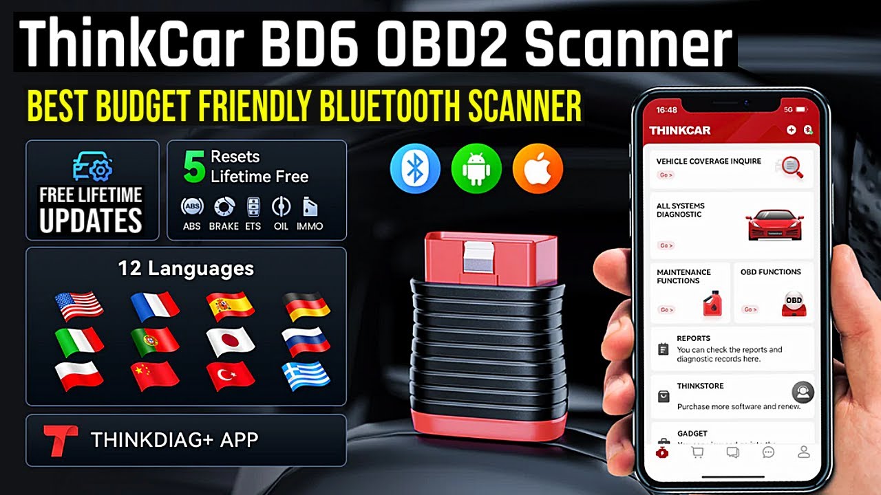 ThinkCar BD6 Bluetooth OBD2 Scanner, FREE Lifetime Updates, Low Price, Loaded with features