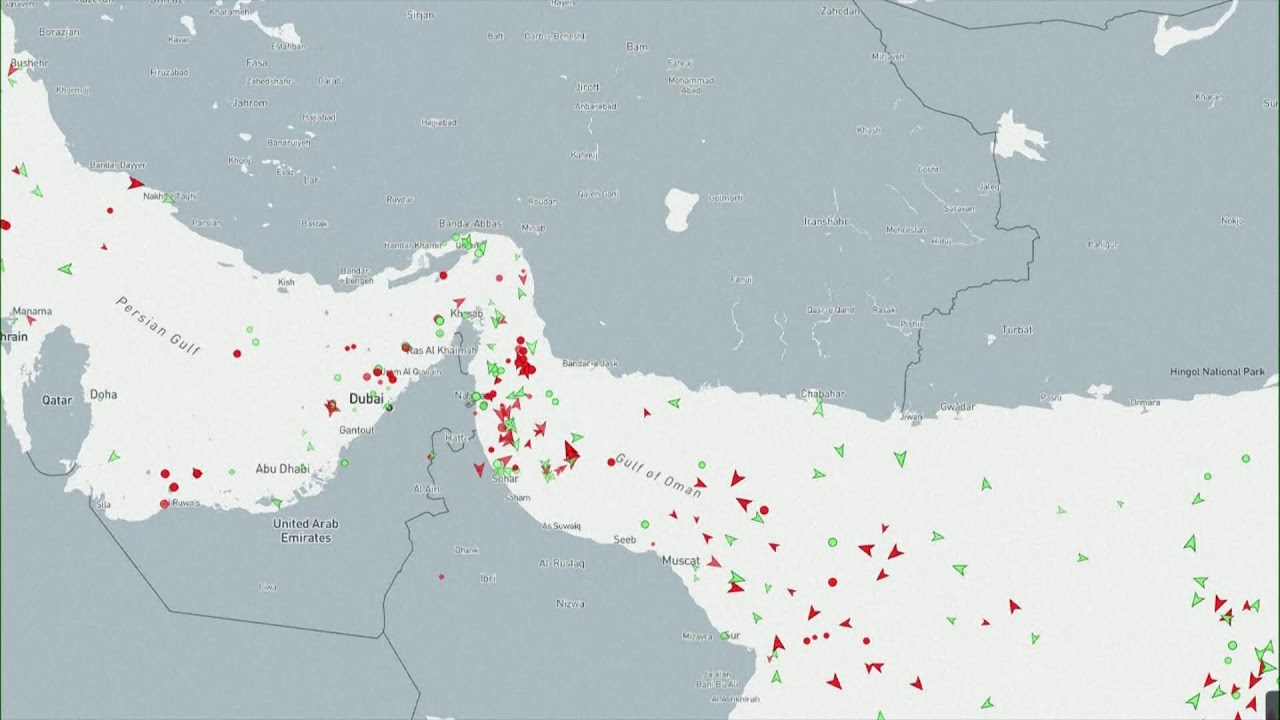 Live ship tracking map showing the Strait of Hormuz