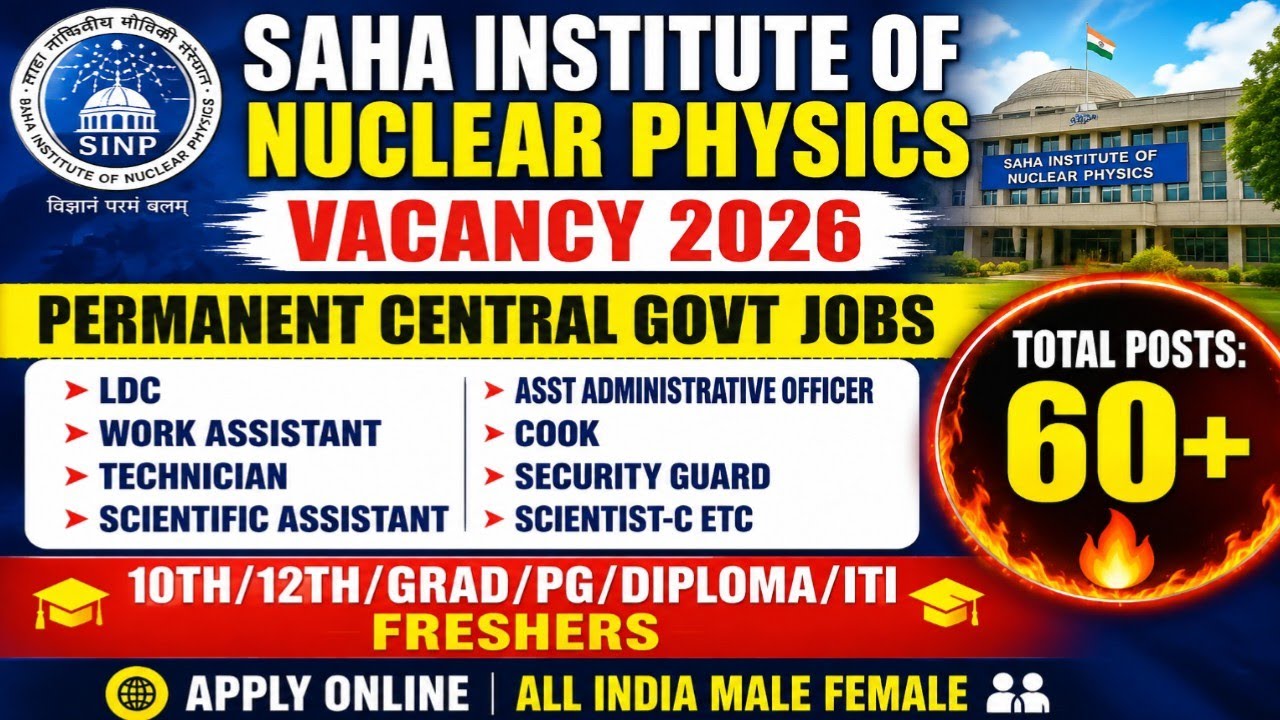 🛑DAE-SINP Recruitment 2026 Out 📢 60+ Permanent Posts| Central Govt Jobs 👉 Apply Fast