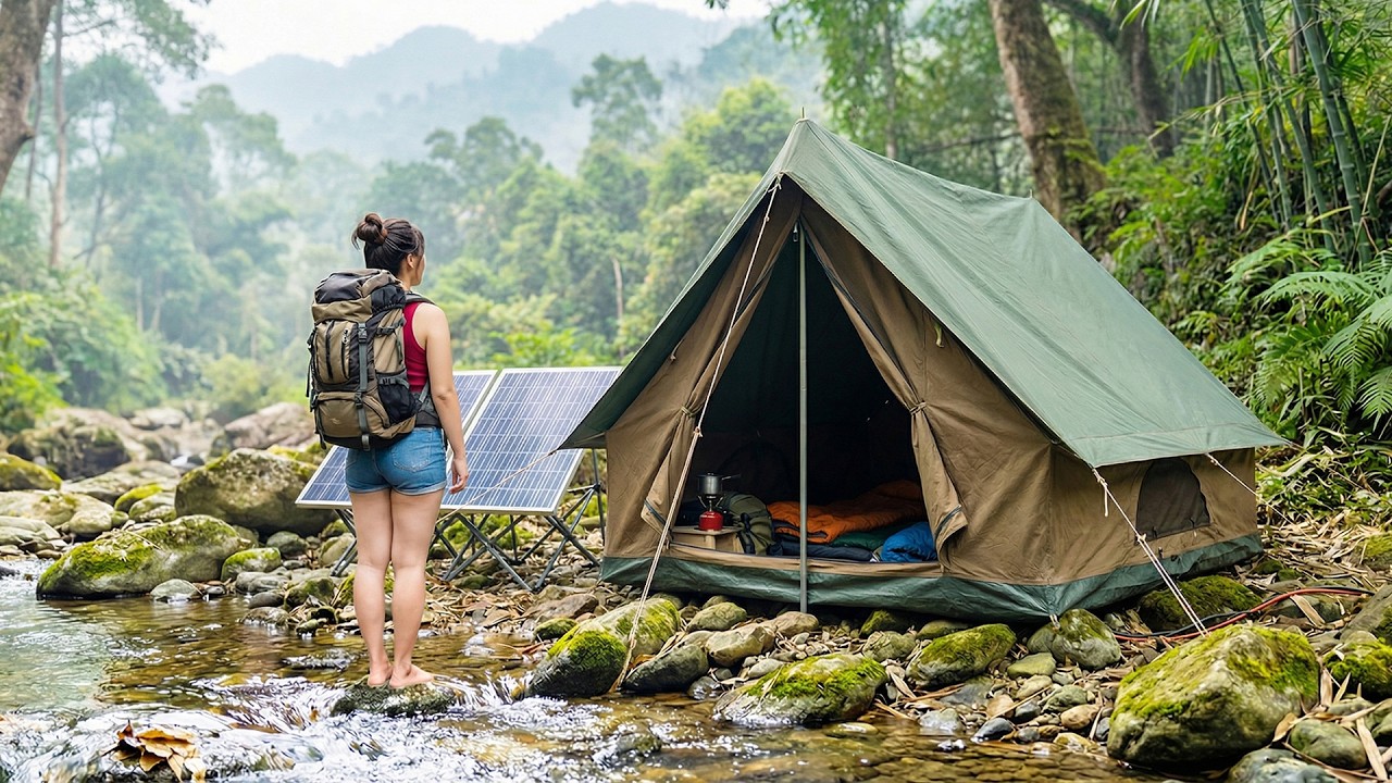 Living Off Grid | Bushcraft Camping by the Stream in a Canvas Shelter Tent