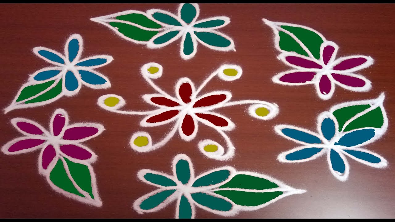 9*5 Pulli Poo Kolam /Easy Kolam /  Rangoli Kolam