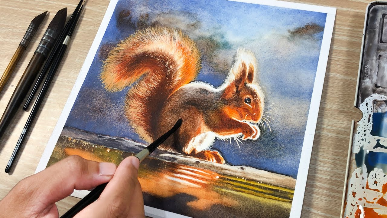 Watercolor Painting of a Squirrel