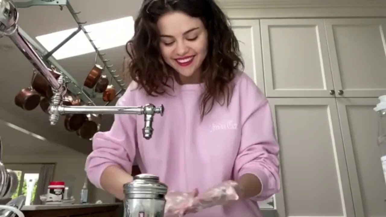 Selena Gomez doing hand wash challenge