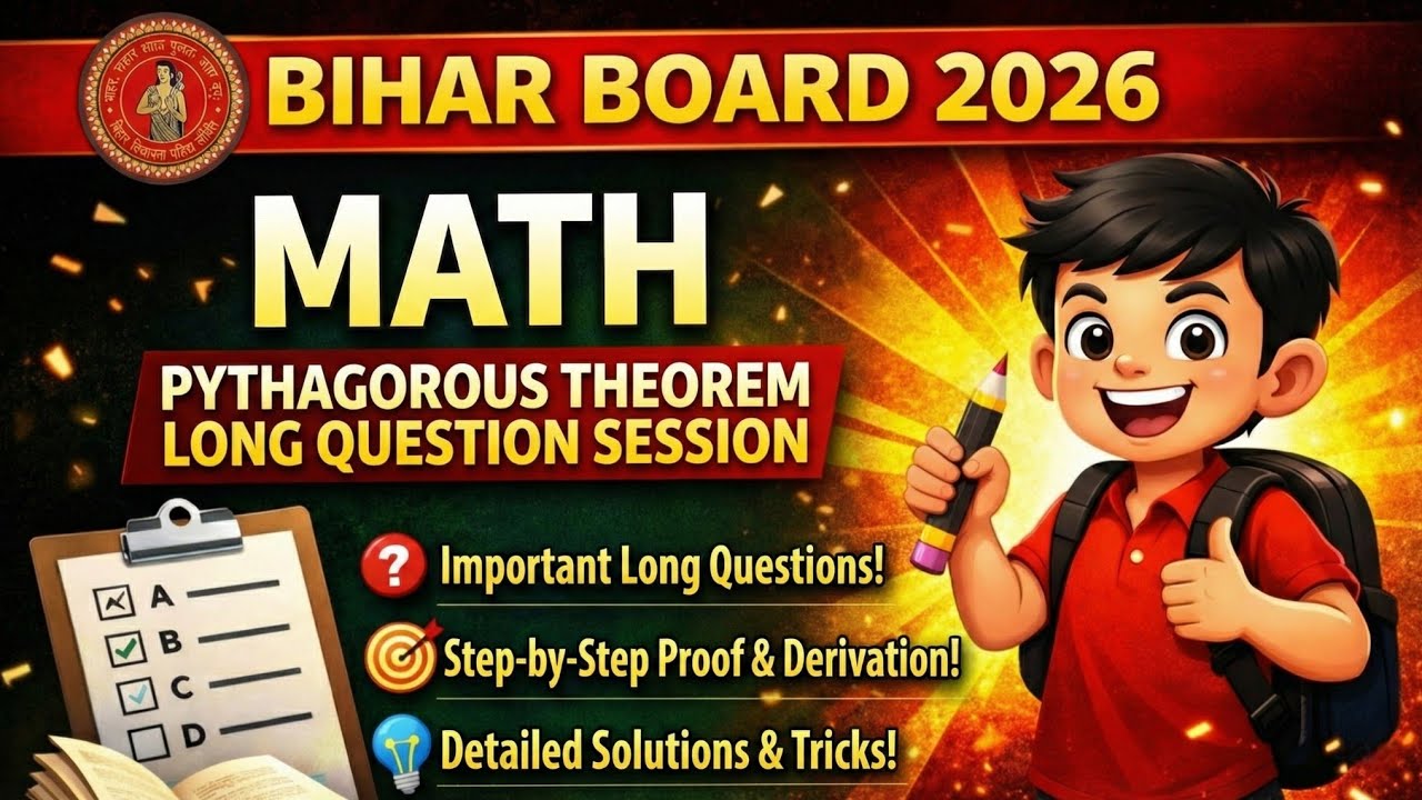 Class 10 Math VVI Long Question 2026 | Pythagoras Theorem Proof in Hindi | BSEB Matric Exam