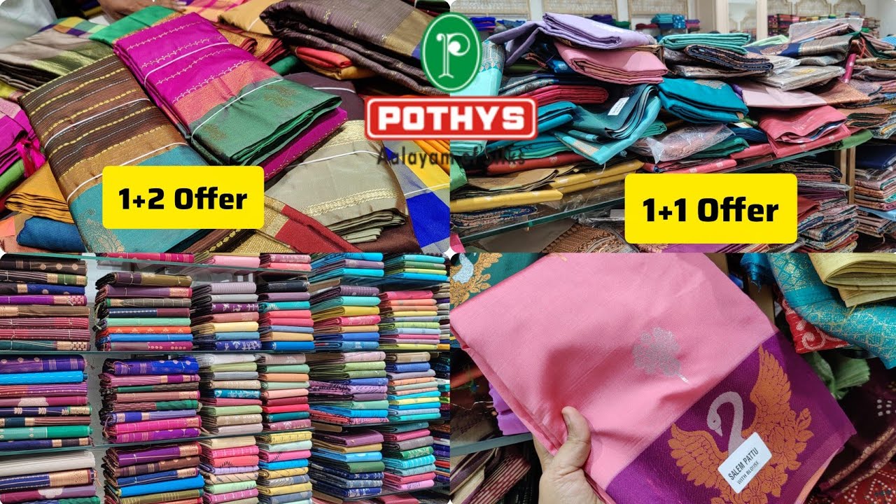 New Pothys Padi Christmas & Newyear Combo Offer Fancy, Cotton & Semi Silk Sarees 1+1 Combo Offers