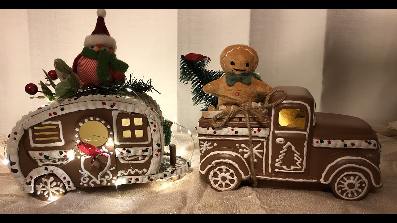 EASY DIY  Retro Truck & Camper Transformed into Gingerbread Decor  -Series Gingerbread Theme