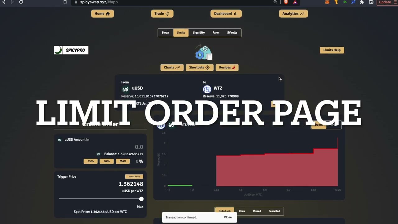 SpicySwap Limit Orders - DEX Based Limit Orders on the Tezos Blockchain