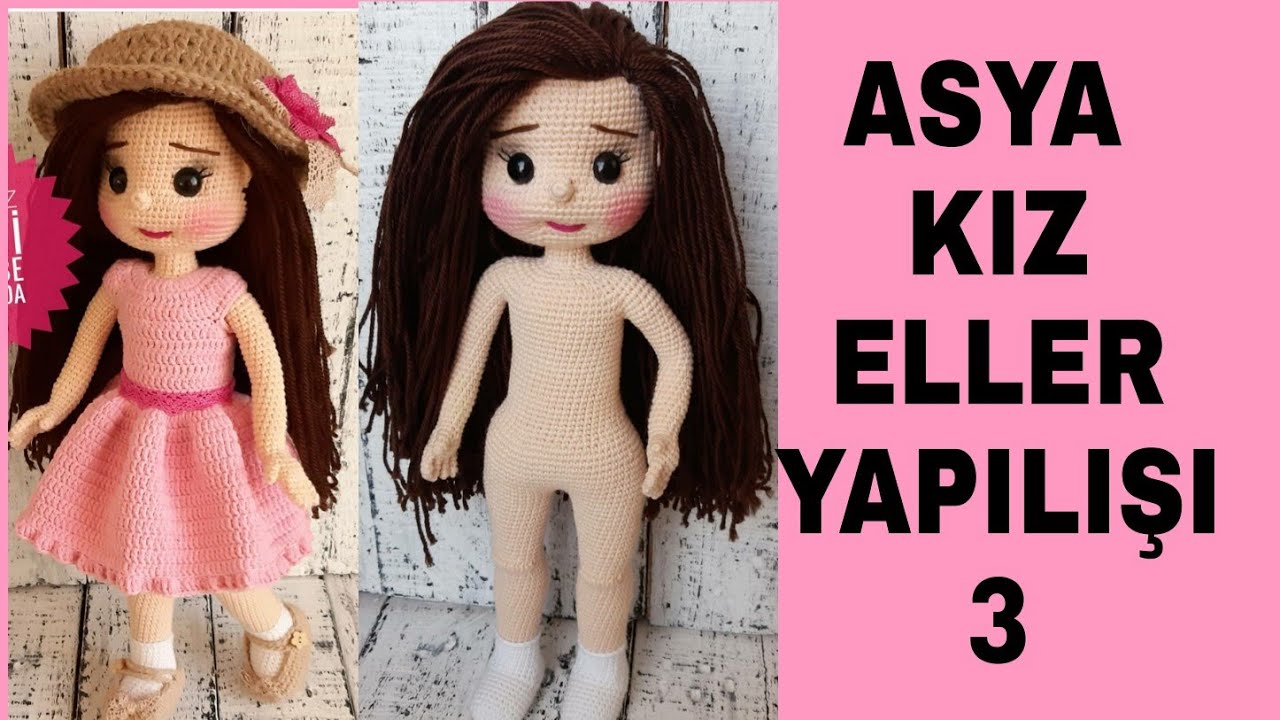 3💜#subtitle #amigurumiparmaklıel #amigurumielyapımı 40 cm ASYA KIZ ELLER YAPILIŞI