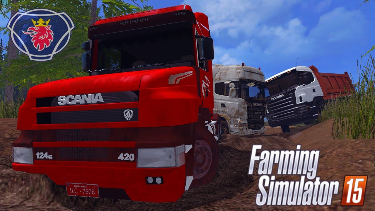 Caminhões da Scania no Atoleiro - Farming Simulator 2015