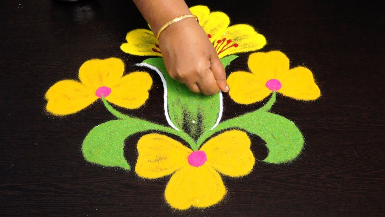 creative flower rangoli designs with 7 to 1 dots || simple kolam designs || geethala muggulu