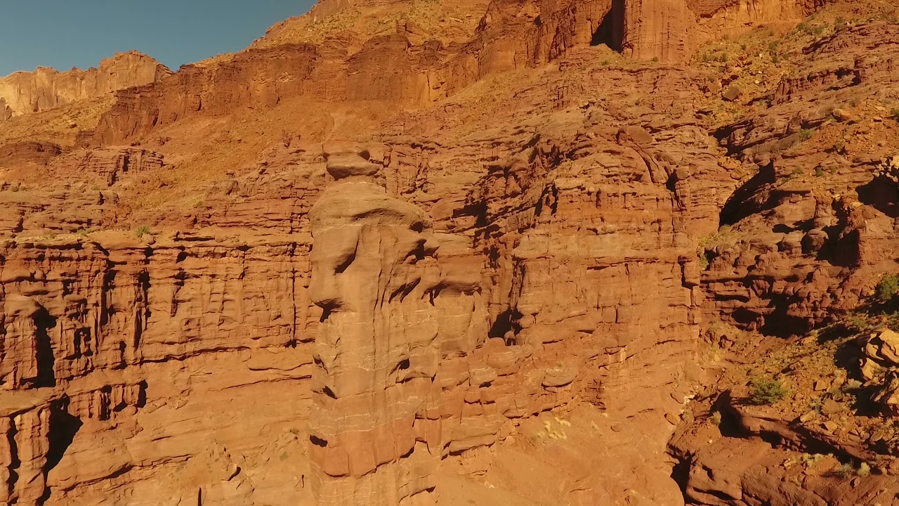 Royalty Free Beautiful Red Rock Formations at Fisher Towers Drone Stock Video Footage