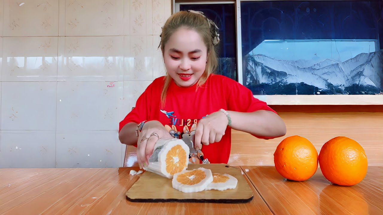 ចាហួយក្រូចឆ្ងាញ់ណាស់🍊😋jelly orange🍊😋