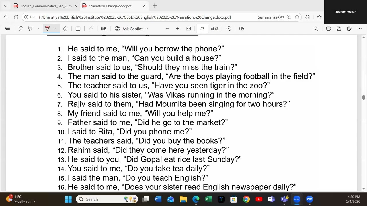 Narration Change Day 3 Part II