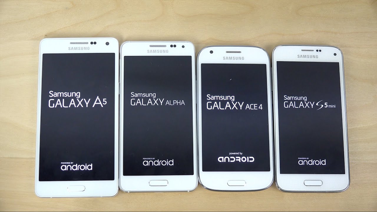 Samsung Galaxy A5 vs. Galaxy Alpha vs. Galaxy S5 Mini vs. Galaxy Ace 4 - Which Is Faster? (4K)