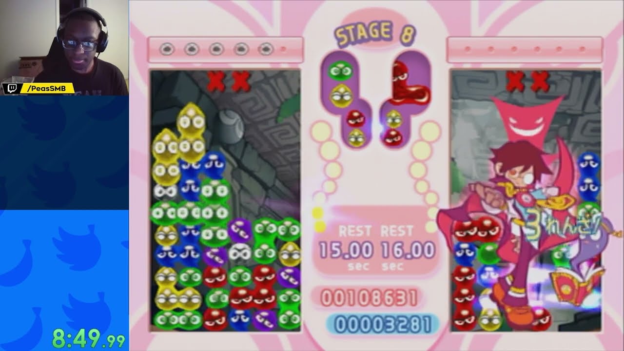 Puyo Puyo Fever 2 - Amitie's HaraHara Course Speedrun in 9:37 (6:25 IGT)
